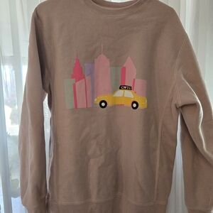 City Taxi Graphic Sweatshirt in Mauve with Yellow Accent